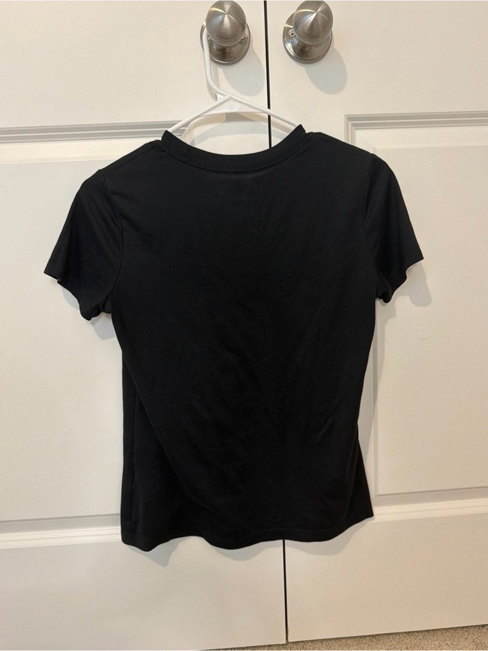 Nike Black Short Sleeve Crewneck Tee with White Swoosh - Picture 2 of 2